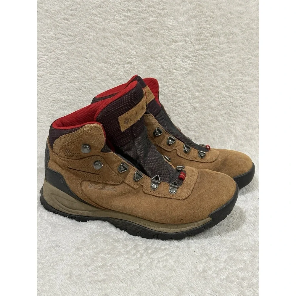Columbia Newton Ridge Waterproof Hiking Boot Women Size 8.5 Brown Red BL4552-286